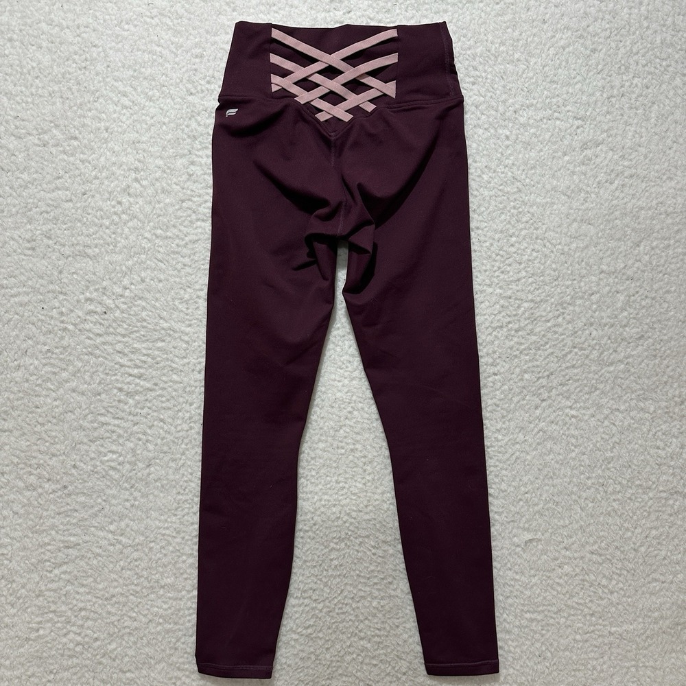 Fabletics Kessler High-Waisted Strappy Powerhold Leggings Burgundy Sz 2XS, XS?